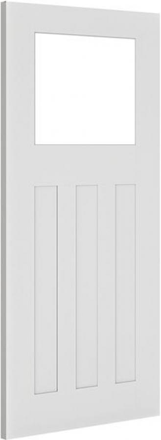 Cambridge (shaker style) White Primed Door with Clear Glass (18mm Lippings)